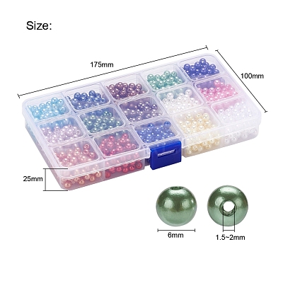 1200Pcs 15 Colors Imitation Pearl Acrylic Beads OACR-YW0001-12-1