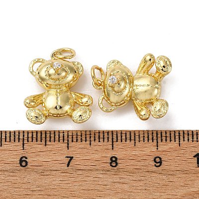 Brass Micro Pave Cubic Zirconia Pendants KK-P308-19G-1
