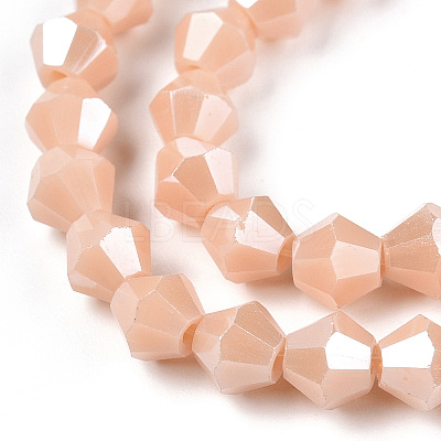 Opaque Solid Color Electroplate Glass Beads Strands EGLA-A039-P6mm-A06-1