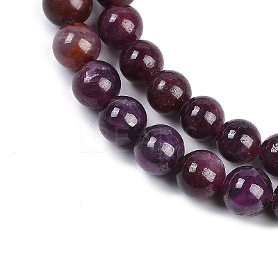 Natural Gemstone Ruby Round Beads Strands G-O017-7mm-06-1