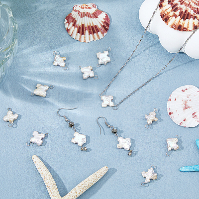 16Pcs Natural Keshi Pearl Connector Charms PALLOY-HS00045-1