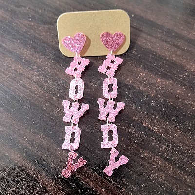 Word HOWDY Acrylic Dangle Stud Earrings FS-WGBB6AA-08-1