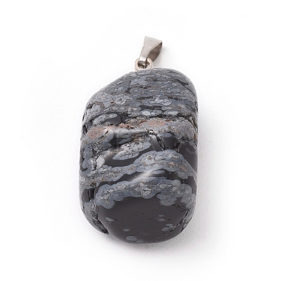 Natural Snowflake Obsidian Pendants G-K302-B04-1