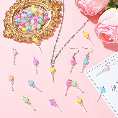 100Pcs Acrylic & Glass Pendants PALLOY-CJ00180-1
