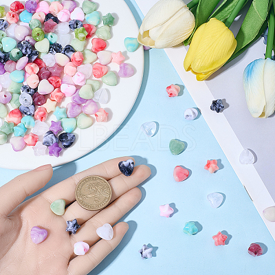 200Pcs 2 Styles Opaque Acrylic Beads OACR-SP0002-11-1