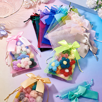 30Pcs 15 Colors Rectangle Organza Drawstring Bags ABAG-TA0001-89-1