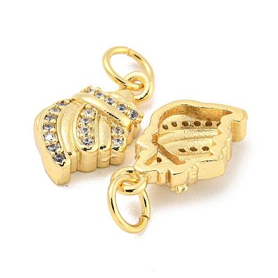 Rack Plating Brass Micro Pave Clear Cubic Zirconia Pendants KK-B093-18G-1
