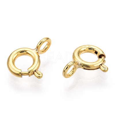 925 Sterling Silver & Iron Spring Ring Clasps STER-T004-81A-G-1