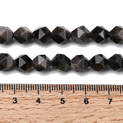Natural Silver Obsidian Beads Strands G-Z119-A11-02-1