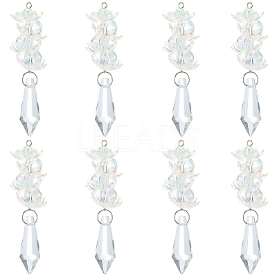 8Pcs Glass Pendants PALLOY-SP00008-1