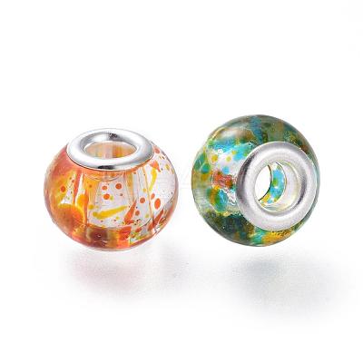 Spray Painted Glass European Beads GPDL-R004-M1-1