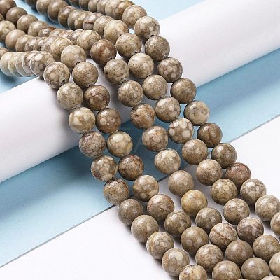 Natural Maifanite/Maifan Stone Beads Strands G-I187-8mm-01-1
