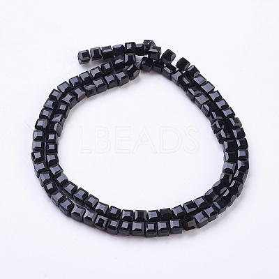 Faceted Black Glass Cube Bead Strands X-GLAA-R041-6x6mm-20-1