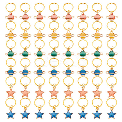 24Pcs Alloy Enamel & Iron Braiding Hair Pendants Decoration Clips PALLOY-AB00050-1