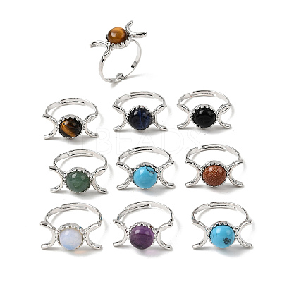 Gemstone Moon Adjustable Ring G-E150-05P-1