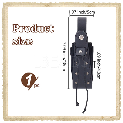 Medieval PU Leather Waist Belt Pouches with Alloy Rivets AJEW-WH0678-30B-1