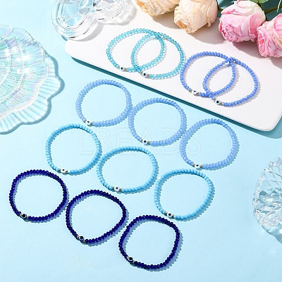 13Pcs Evil Eye Resin & Glass Beads Stretch Bracelets Sets BJEW-JB12367-1
