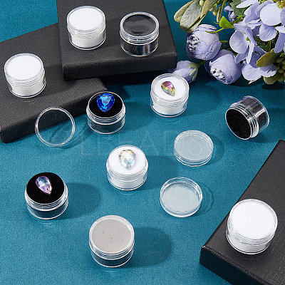 10Pcs 2 Colors Round Jewelry Clear Plastic Loose Diamond Storage Box CON-GF0001-15A-1