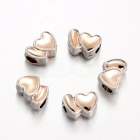 Heart Alloy European Large Hole Beads PALLOY-O065-28-1
