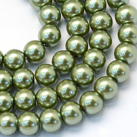 Baking Paint Pearlized Glass Pearl Round Bead Strands HY-Q003-6mm-49-1