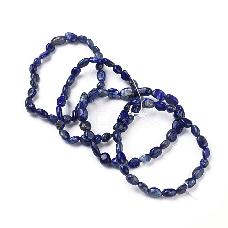 Natural Lapis Lazuli Bead Stretch Bracelets BJEW-K213-18-1