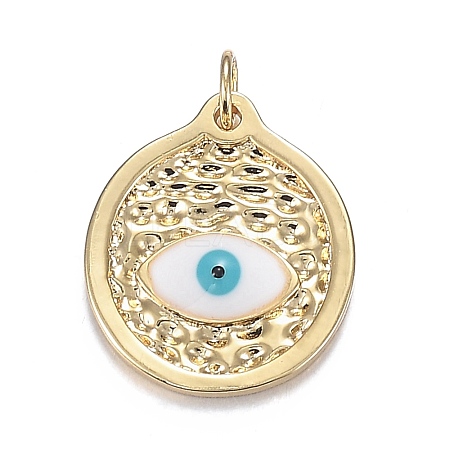 Brass Enamel Pendants ZIRC-F120-042G-1