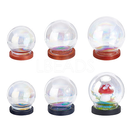  6 Sets 6 Styles Iridescent Glass Dome Cover DJEW-NB0001-36-1