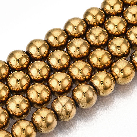 Non-magnetic Synthetic Hematite Beads Strands X-G-S096-12mm-2-1