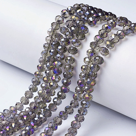 Electroplate Transparent Glass Beads Strands EGLA-A034-T6mm-F11-1