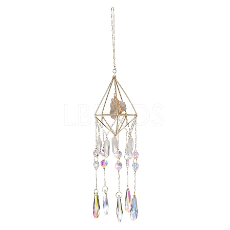 Quartz Crystal Tassels Pendant Decorations HJEW-P015-14-1