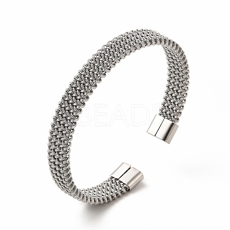 Non-Tarnish 304 Stainless Steel Mesh Chains Shape Open Cuff Bangle for Women LS-BJEW-C033-02P-1
