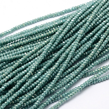 Faceted Rondelle Full Rainbow Plated Electroplate Glass Beads Strands EGLA-M004-2mm-A15-1