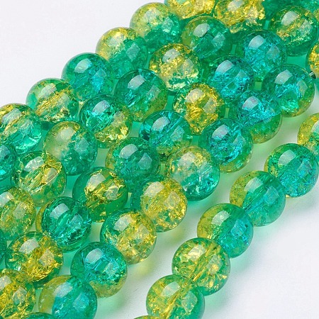 Spray Painted Crackle Glass Beads Strands CCG-Q002-10mm-07-1