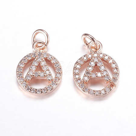 Brass Micro Pave Cubic Zirconia Pendants ZIRC-G120-A-RG-RS-1