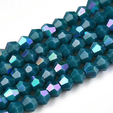Opaque Solid Color Electroplate Glass Beads Strands EGLA-A039-P2mm-L18-1
