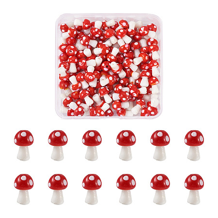 5 Strands Mushroom Handmade Lampwork Beads Strands LAMP-CD0001-09-1