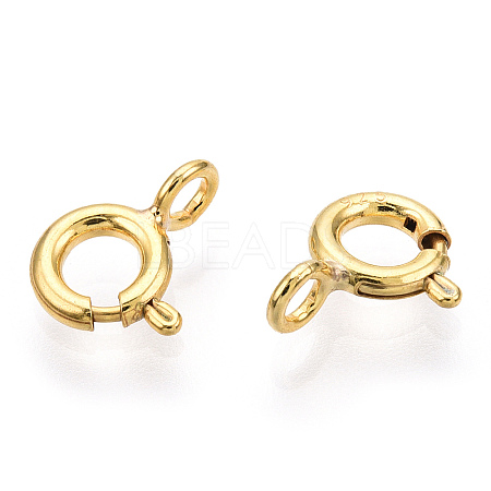 925 Sterling Silver & Iron Spring Ring Clasps STER-T004-81A-G-1