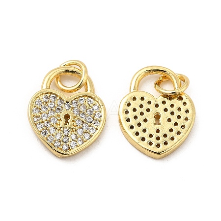 Brass Micro Pave Clear Cubic Zirconia Charms KK-E068-VB127-1