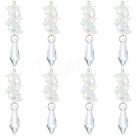 8Pcs Glass Pendants PALLOY-SP00008-1