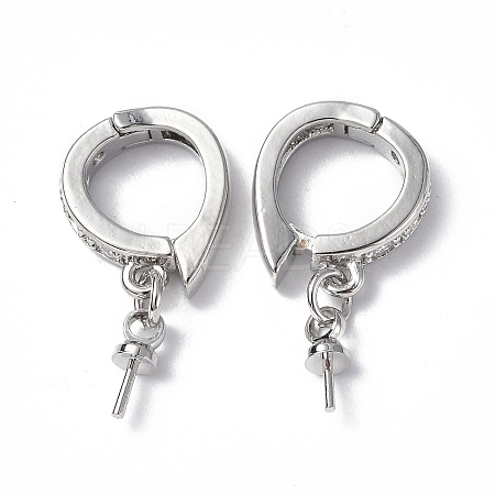 Brass Micro Pave Clear Cubic Zirconia Twister Clasps KK-P223-39P-1