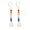 Natural Malaysia Jade with Alloy Elephant Long Dangle Leverback Earrings EJEW-JE04910-05-1