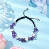 Natural Amethyst Chip & Acrylic Imitation Pearl Braided Bead Bracelets BJEW-JB10462-2