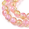 1Strand Two Tone Transparent Crackle Glass Round Beads Strands X-CCG-Q002-8mm-03-3
