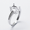 Anti-Tarnish Rhodium Plated 925 Sterling Silver Finger Ring Components STER-G027-18P-1