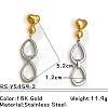 Two Tone 304 Stainless Steel Dangle Stud Earrings WG213BB-01-1
