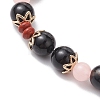 Natural Red Jasper & Black Onyx(Dyed & Heated) & Luminous Acrylic Beaded Stretch Bracelets for Women Men BJEW-JB10502-4
