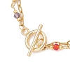 304 Stainless Steel Paperclip Chain & Glass Beads Link Chain Multi-strand Bracelets for Women BJEW-JB13557-3