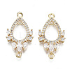Brass Micro Pave Clear Cubic Zirconia Pendants KK-T056-64G-NF-1