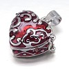 Enamel Heart Rack Plating Platinum Brass Prayer Box Pendants KK-L101-01A-1