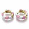 Brass Huggie Hoop Earrings EJEW-S209-04E-3